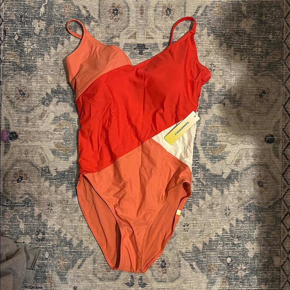 Summersalt The Marina Colorblock One-Piece Swimsuit - Red & Coral